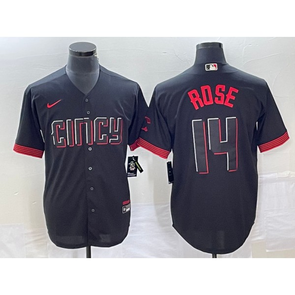 Cincinnati Reds #14 Pete Rose Black 2023 City Connect Cool Base Stitched Jersey