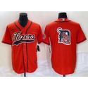 Detroit Tigers Orange Team Big Logo Cool Base Stitched Jersey