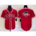 Philadelphia Phillies Red Team Big Logo Cool Base Stitched Jersey