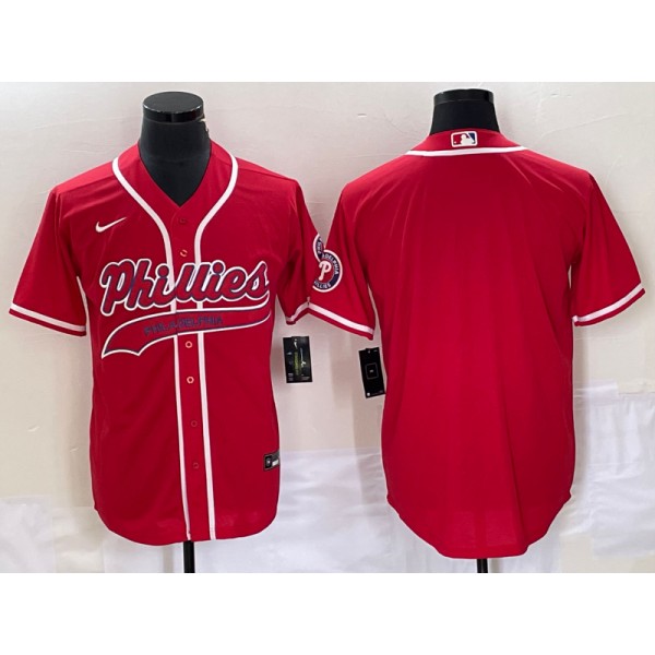 Philadelphia Phillies Blank Red Cool Base Stitched Jersey