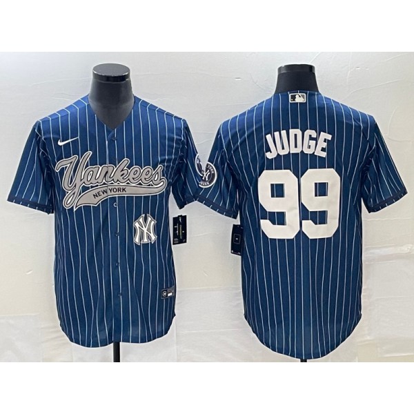 New York Yankees #99 Aaron Judge Navy With Patch Cool Base Stitched Jersey