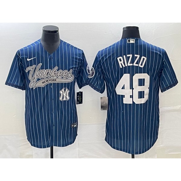 New York Yankees #48 Anthony Rizzo Navy With Patch Cool Base Stitched Jersey