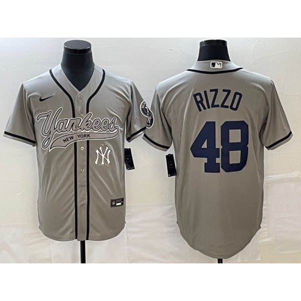 New York Yankees #48 Anthony Rizzo Gray With Patch Cool Base Stitched Jersey