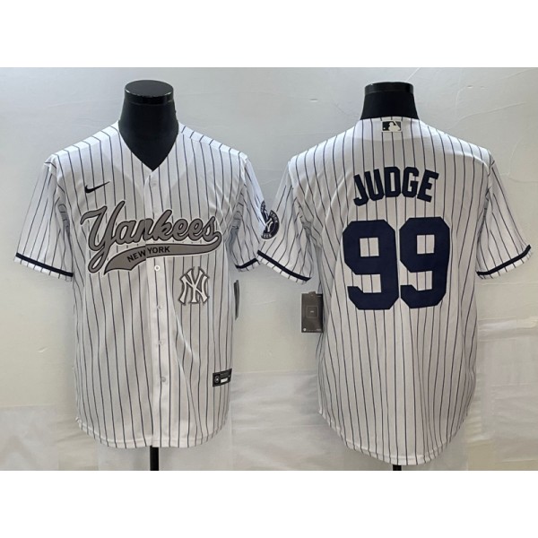 New York Yankees #99 Aaron Judge White With Patch Cool Base Stitched Jersey