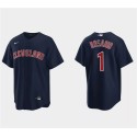 Cleveland Guardians #1 Amed Rosario Navy Cool Base Stitched Jersey
