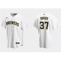 Milwaukee Brewers #37 Adrian Houser White Cool Base Stitched Jersey