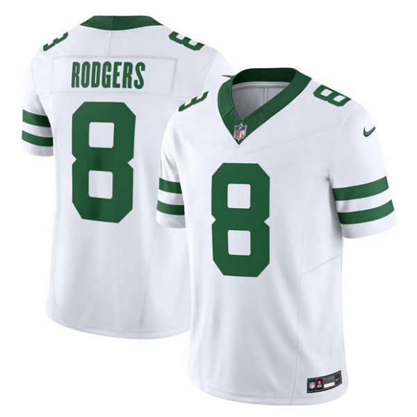 New York Jets #8 Aaron Rodgers White 2023 F.U.S.E. Vapor Limited Throwback Stitched Jersey