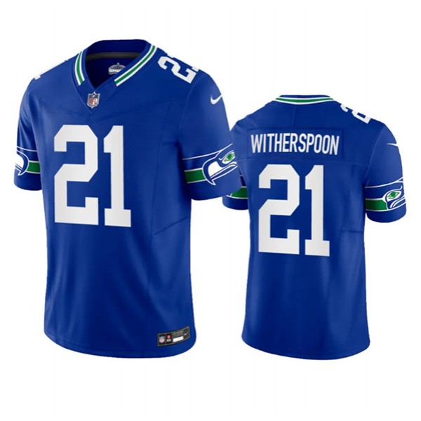 Seattle Seahawks #21 Devon Witherspoon Royal 2023 F.U.S.E. Vapor Limited Throwback Stitched Jersey