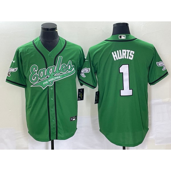Philadelphia Eagles #1 Jalen Hurts Green Cool Base Stitched Jersey