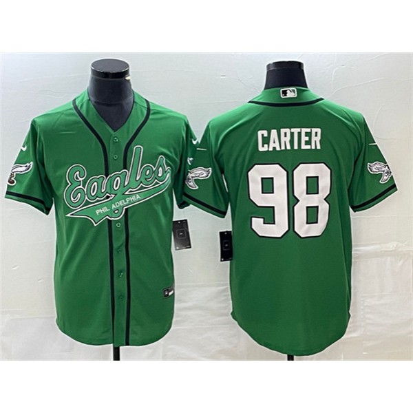 Philadelphia Eagles #98 Jalen Carter Green Cool Base Stitched Jersey