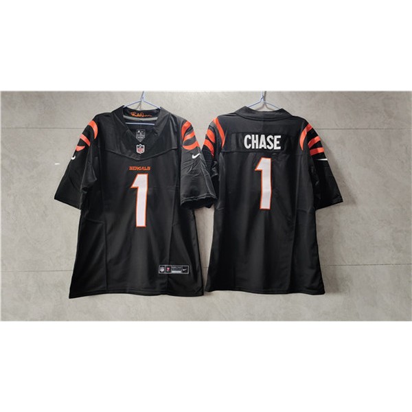 Cincinnati Bengals #1 Ja'Marr Chase Black 2023 F.U.S.E. Vapor Untouchable Limited Stitched Jersey