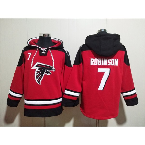 Atlanta Falcons #7 Bijan Robinson Red Ageless Must-Have Lace-Up Pullover Hoodie