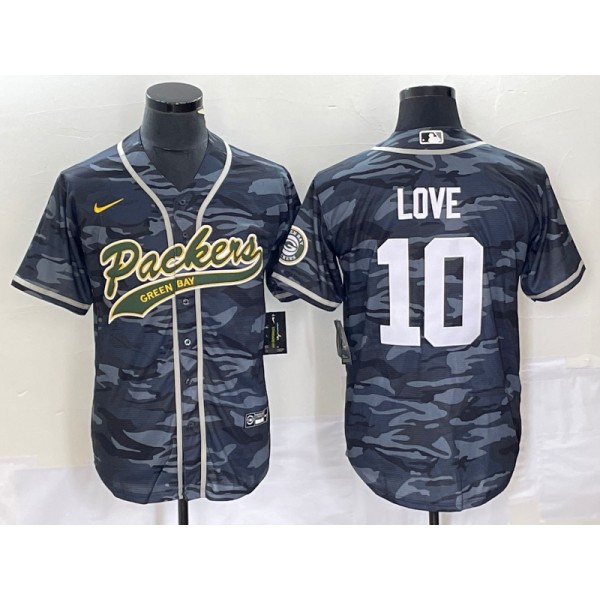 Green Bay Packers #10 Jordan Love Gray Camo Cool Base Stitched Jersey