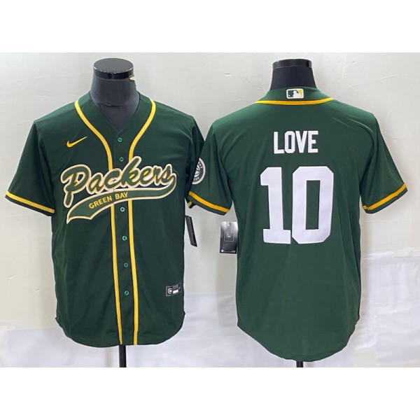 Green Bay Packers #10 Jordan Love Green Cool Base Stitched Jersey