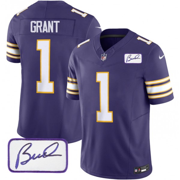 Minnesota Vikings #1 Greg Joseph Purple 2023 F.U.S.E. Bud Grant Patch Vapor Limited Stitched Jersey