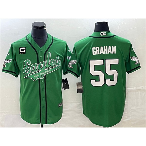 Philadelphia Eagles #55 Brandon Graham Green With C Patch Cool Base Stitched Jersey