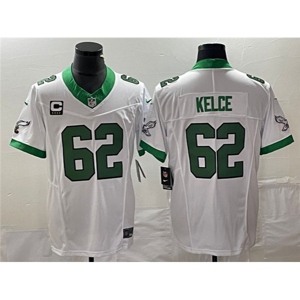 Philadelphia Eagles #62 Jason Kelce White 2023 F.U.S.E. With C Patch Vapor Untouchable Stitched Jersey