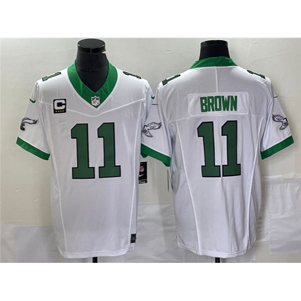 Philadelphia Eagles #11 A. J. Brown White 2023 F.U.S.E. With C Patch Vapor Untouchable Stitched Jersey