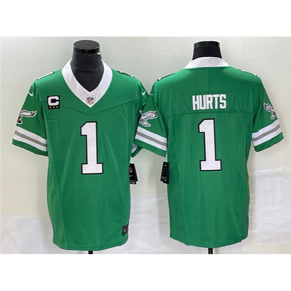 Philadelphia Eagles #1 Jalen Hurts Green 2023 F.U.S.E. Vapor Untouchable With C Patch Stitched Jersey
