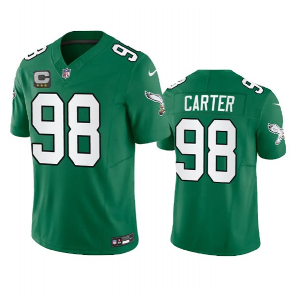 Philadelphia Eagles #98 Jalen Carter Green 2023 F.U.S.E. With C Patch Vapor Untouchable Stitched Jersey
