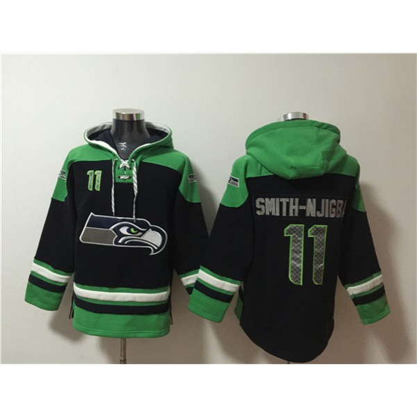 Seattle Seahawks #11 Jaxon Smith-Njigba Black Ageless Must-Have Lace-Up Pullover Hoodie