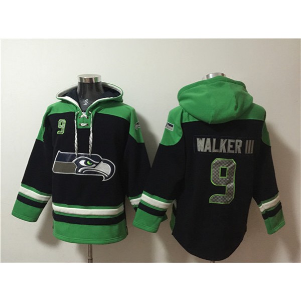 Seattle Seahawks #9 Kenneth Walker III Black Ageless Must-Have Lace-Up Pullover Hoodie