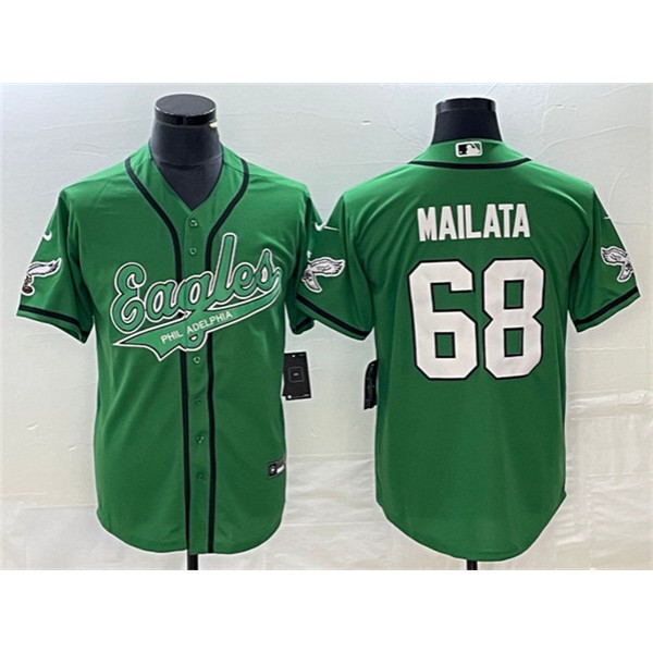 Philadelphia Eagles #68 Jordan Mailata Green Cool Base Stitched Jersey