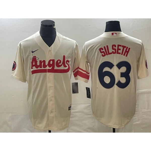 Los Angeles Angels #63 Chase Silseth Cream City Connect Cool Base Stitched Jersey
