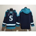 Seattle Mariners Blank Navy Lace-Up Pullover Hoodie