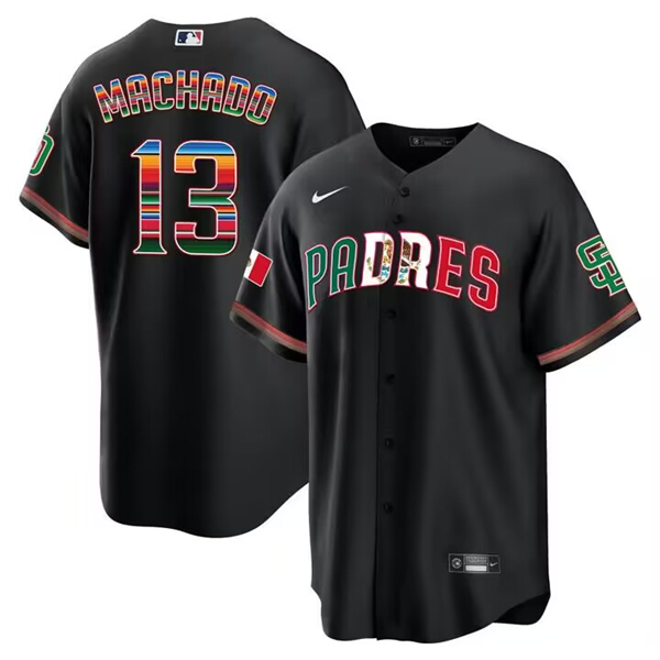 San Diego Padres #13 Manny Machado Mexico Black Cool Base Stitched Jersey