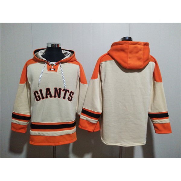 San Francisco Giants Blank Cream Ageless Must-Have Lace-Up Pullover Hoodie