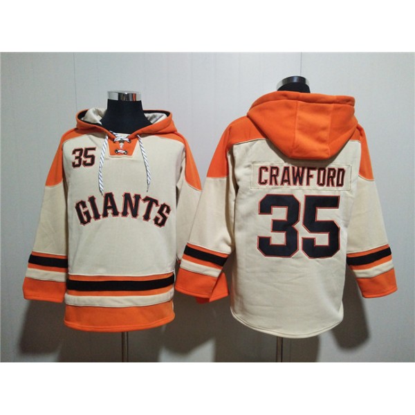San Francisco Giants #35 Brandon Crawford Cream Ageless Must-Have Lace-Up Pullover Hoodie