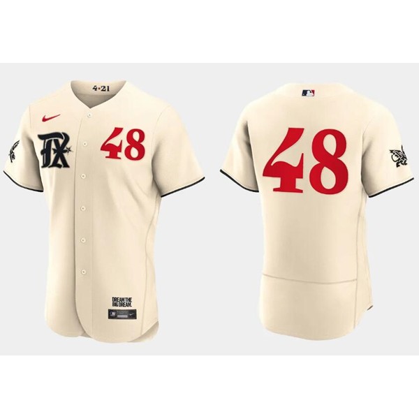 Texas Rangers #48 Jacob DeGrom Cream 2023 City Connect Flex Base Stitched Jersey