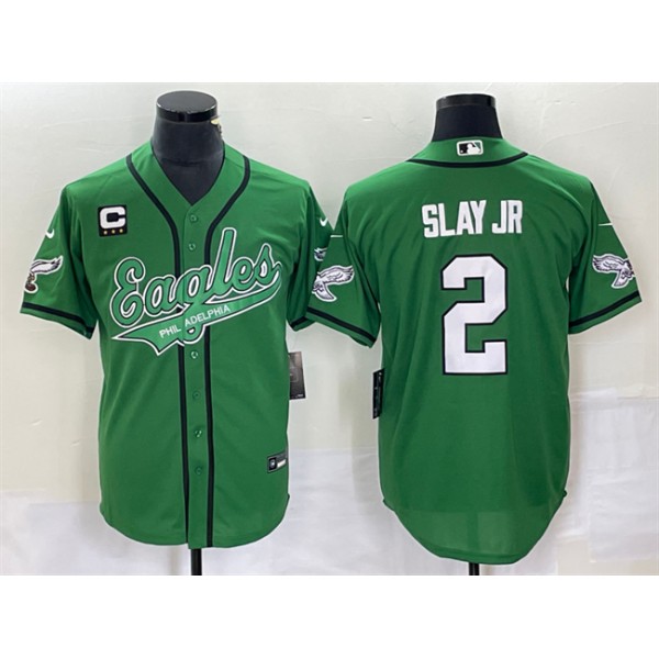 Philadelphia Eagles #2 Darius Slay JR Green With C Patch Cool Base Stitched Jersey