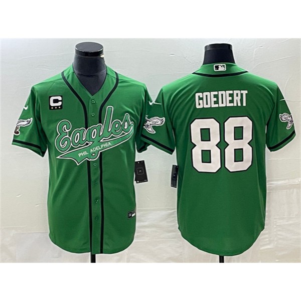 Philadelphia Eagles #88 Dallas Goedert Green With C Patch Cool Base Stitched Jersey