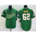 Philadelphia Eagles #62 Jason Kelce Green Gold With C Patch Cool Base Stitched Jersey