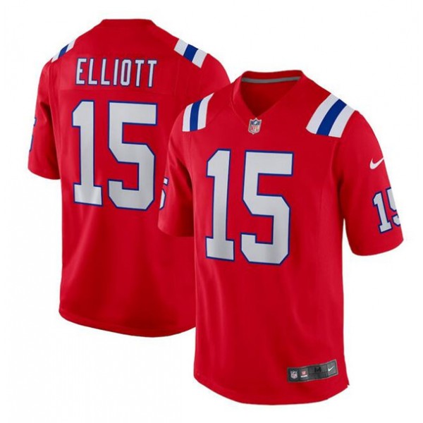 New England Patriots #15 Ezekiel Elliott Red Stitched Game Jersey