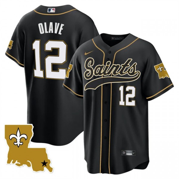 New Orleans Saints #12 Chris Olave Black 1987 Legacy Cool Base Stitched Jersey