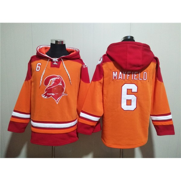 Tampa Bay Buccaneers #6 Baker Mayfield Orange Red Ageless Must-Have Lace-Up Pullover Hoodie