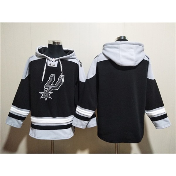 San Antonio Spurs Blank Black Ageless Must-Have Lace-Up Pullover Hoodie