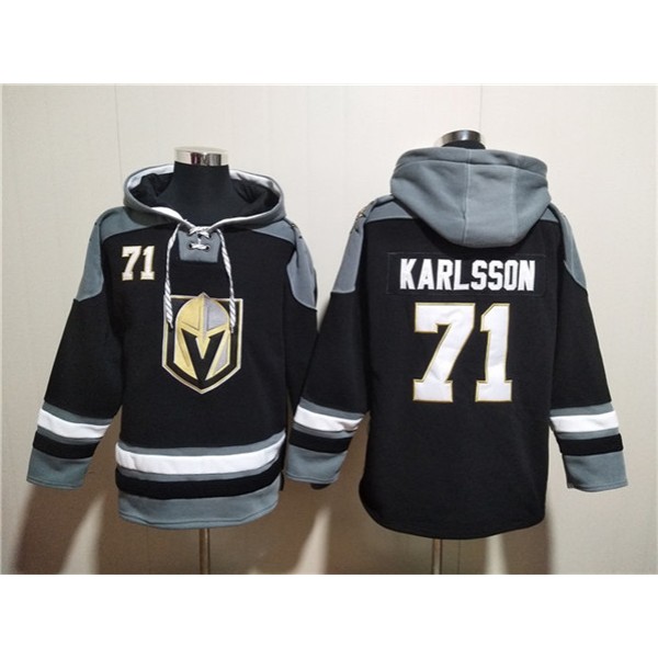 Vegas Golden Knights #71 William Karlsson Black Ageless Must-Have Lace-Up Pullover Hoodie