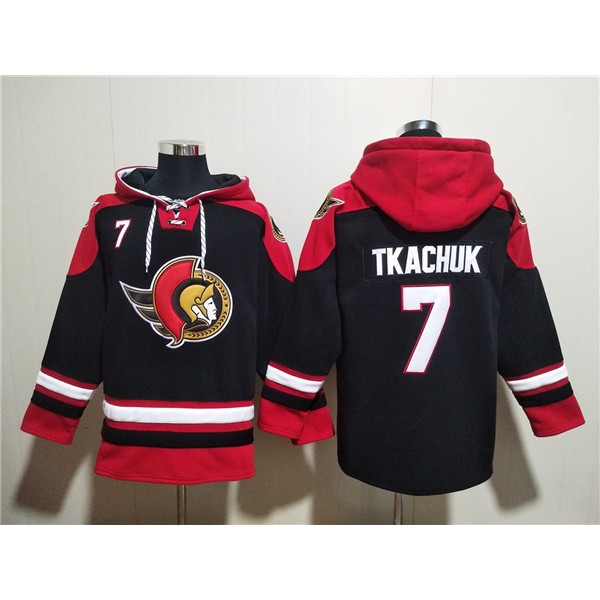Ottawa Senators #7 Brady Tkachuk Black Ageless Must-Have Lace-Up Pullover Hoodie