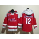 Philadelphia Phillies #12 Kyle Schwarber Red Ageless Must-Have Lace-Up Pullover Hoodie