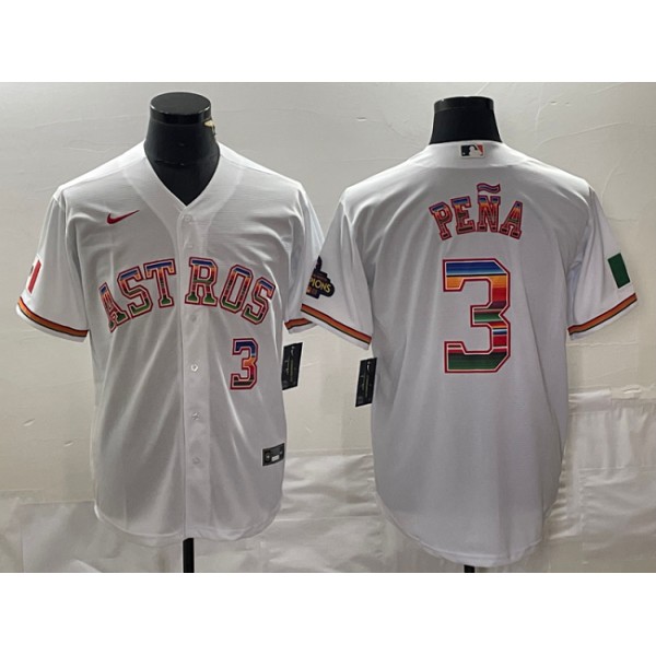 Houston Astros #3 Jeremy PeNa White Mexico Cool Base Stitched Jersey