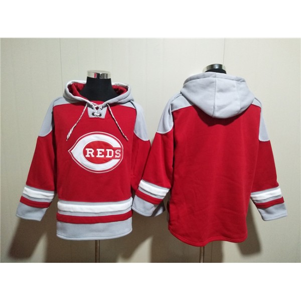 Cincinnati Reds Blank Red Ageless Must-Have Lace-Up Pullover Hoodie