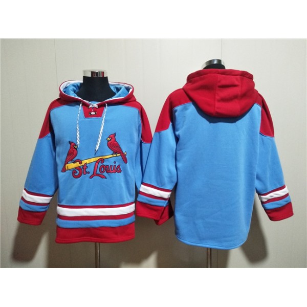 St.Louis Cardinals Blank Blue Ageless Must-Have Lace-Up Pullover Hoodie