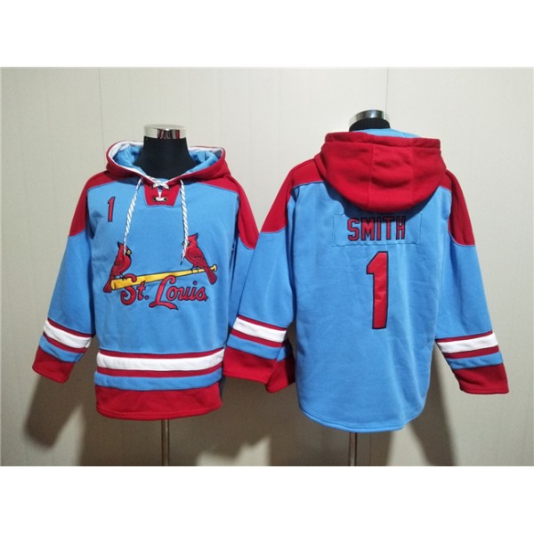St.Louis Cardinals #1 Ozzie Smith Blue Ageless Must-Have Lace-Up Pullover Hoodie