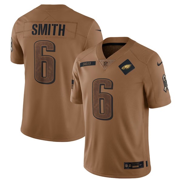 Philadelphia Eagles #6 DeVonta Smith 2023 Brown Salute To Service Limited Stitched Jersey