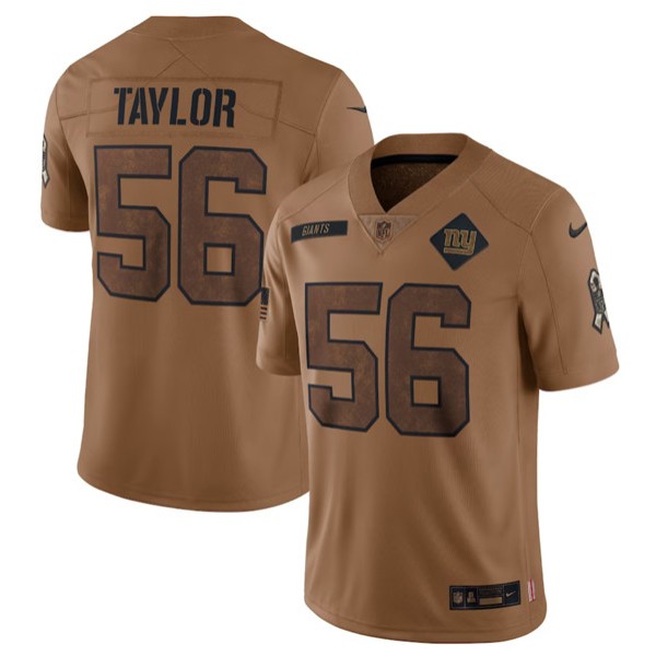 New York Giants #56 Lawrence Taylor 2023 Brown Salute To Service Limited Stitched Jersey