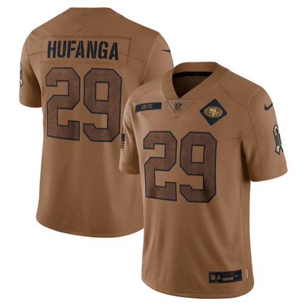 San Francisco 49ers #29 Talanoa Hufanga 2023 Brown Salute To Service Limited Stitched Jersey